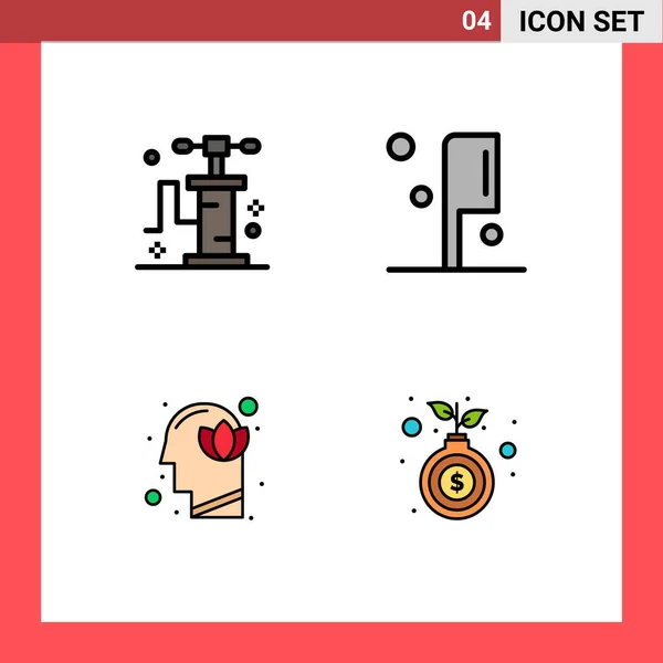 Set Modern Icons Sysymbols Signs Pump Human Food Flower Bag — Archivo Imágenes Vectoriales