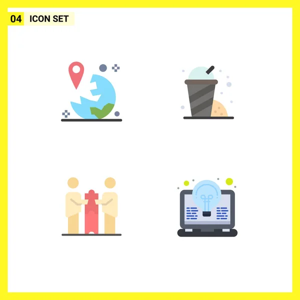 Group Modern Flat Icons Set Gps Business Marker Park Partners — Stock Vector