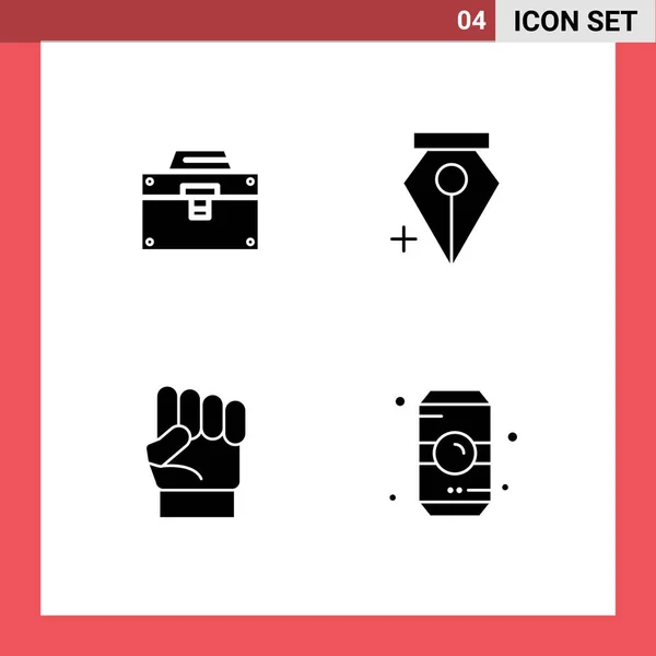 Paket Antarmuka Pengguna Basic Solid Glyphs Bag Hand Material Anchor - Stok Vektor