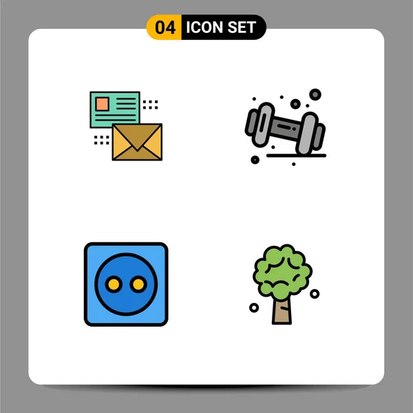 Set Modern Icons Sysymbols Signs Mailing Gym Mail Diet Eco — Vector de stock