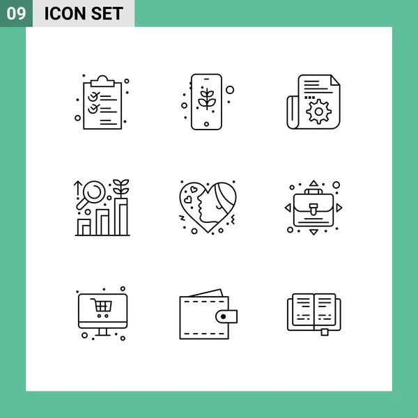 Conjunto Moderno Líneas Dibujo Gráfico Emojis Gráfico Seguro Análisis Herramientas — Vector de stock