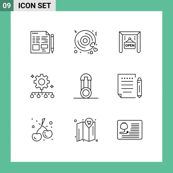 Set Vector Outlines Grid Pin Work Plan Ecommerce Work Management — Vector de stock