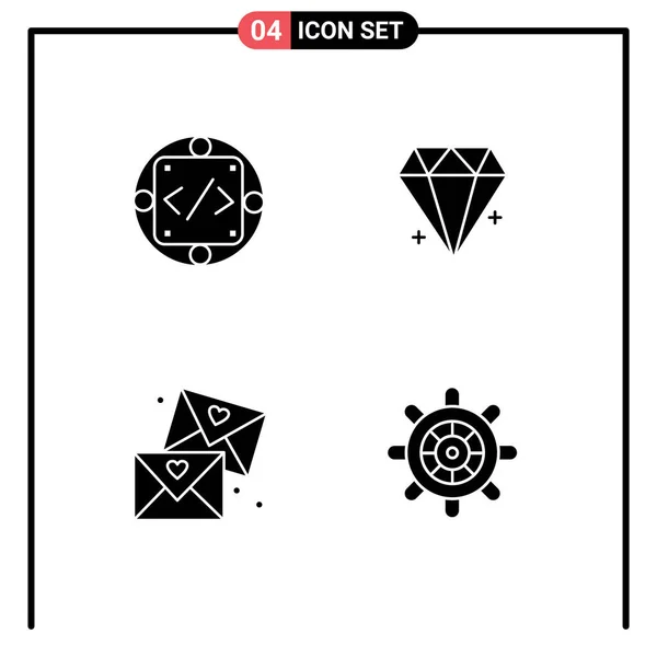 Set Icone Dell Interfaccia Utente Moderna Simboli Segni Codice Mail — Vettoriale Stock