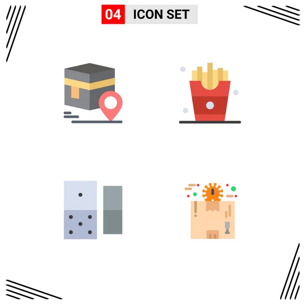 Universal Flat Icon Signos Símbolos Khana Casino Mapa Comer Domina — Vector de stock