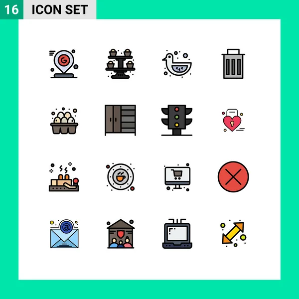 Icône Vectorielle Stock Paquet Signes Symboles Ligne Pour Oeuf Poubelle — Image vectorielle