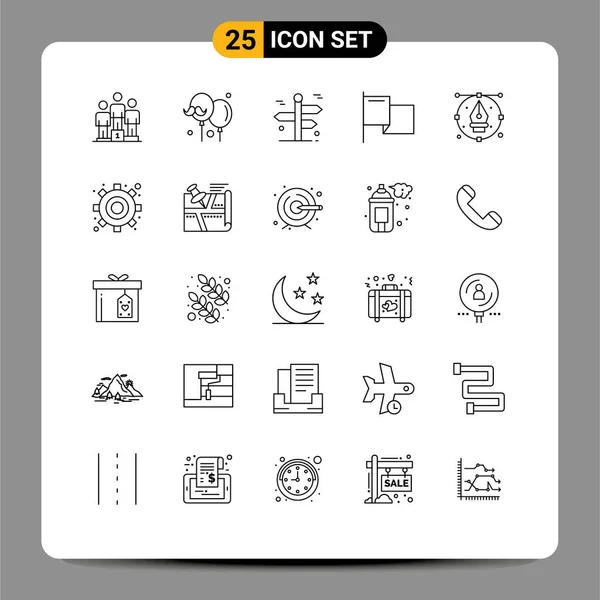 2014 Mobile Interface Line Set Pictograms Design Mark Navigation Flag — 스톡 벡터