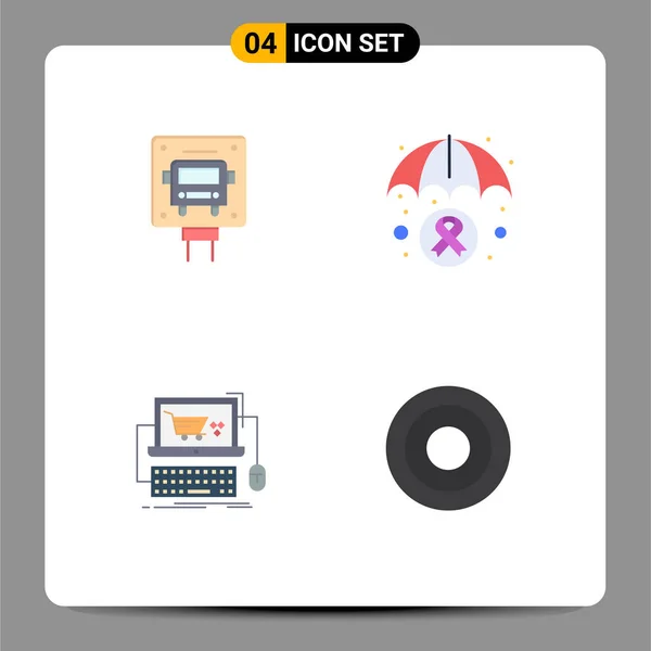 Mobile Interface Flat Icon Set Pictograms Bus Online Public Medical — Archivo Imágenes Vectoriales