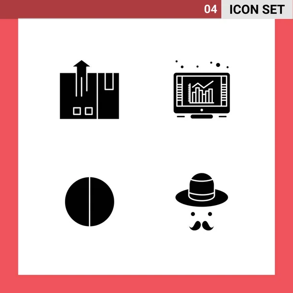 Modern Set Solid Glyphs Symbols Barcode Antialiasing Export Graph Quality — Stock Vector