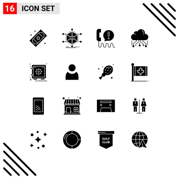 Pictogram Set Simple Solid Glyphs Share Cloud Information Help Center — Stock Vector