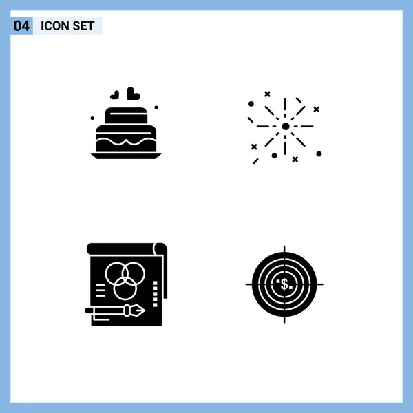 Stock Vector Icon Pack Mit Zeilenzeichen Und Symbolen Für Kuchen — Stockvektor