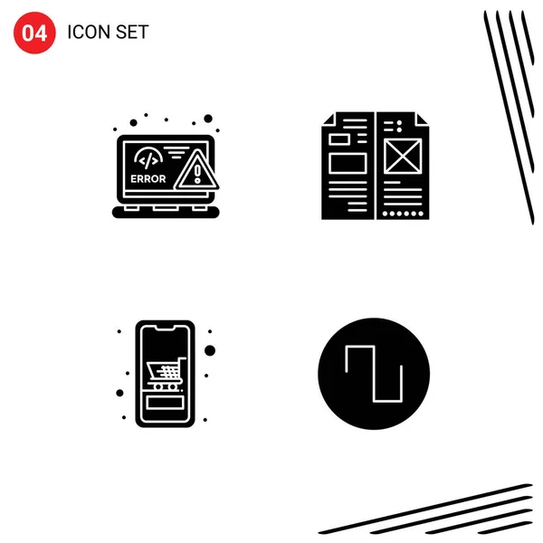 Stock Vector Icon Pack Mit Zeilenzeichen Und Symbolen Für Codierung — Stockvektor