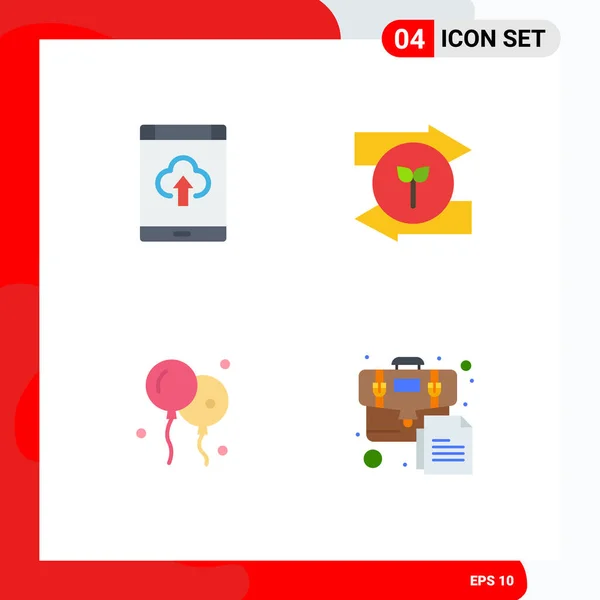 Universal Icon Symbols Group Ícones Planos Modernos App Bloon Armazenamento — Vetor de Stock