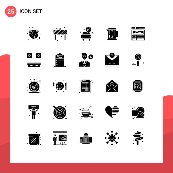 Set Modern Icons Sysymbols Signs Site Machine Sign Coffee Shield — Vector de stock