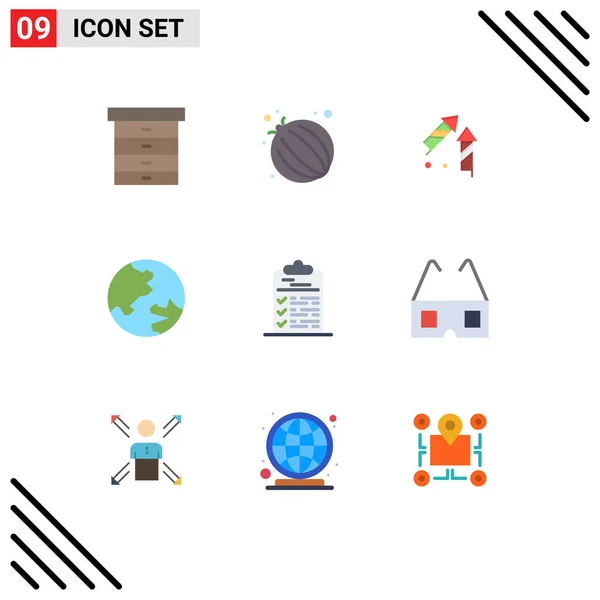 Pictogram Set Egyszerű Lapos Színek Fájl Feladat Kínai Vágólap Földrajz — Stock Vector