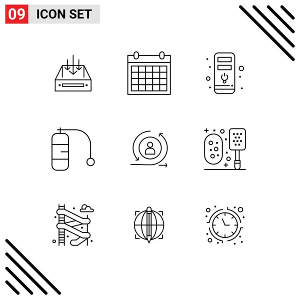 Creative Icons Modern Signs Symbols Returning Travel Contact Diving Cpu — Stock Vector