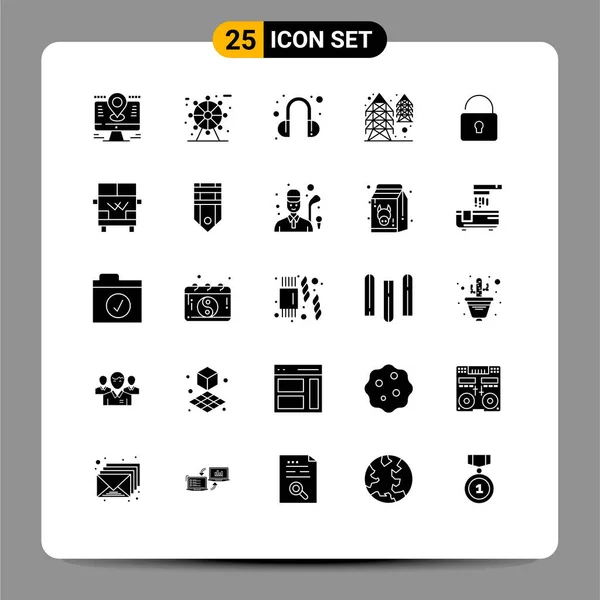 25通用固态标志安全 可编辑向量设计元素的符号 — 图库矢量图片