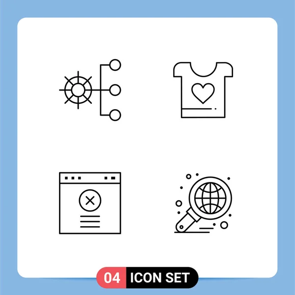 Stock Vector Icon Pack Line Signs Symbols Company Block Management — Stock Vector