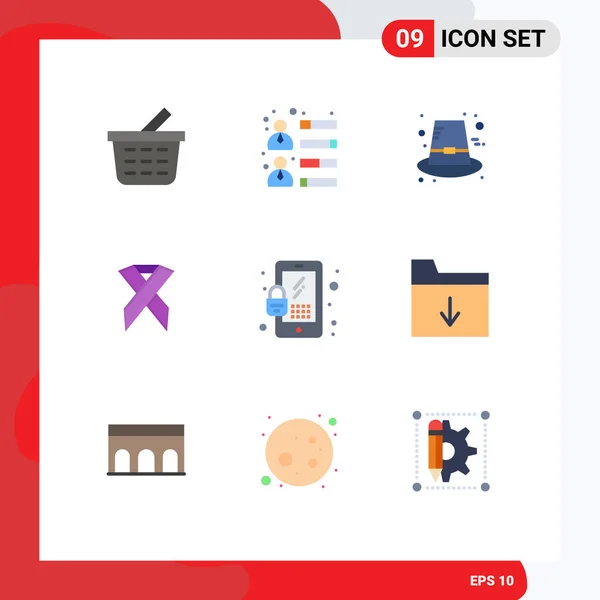 Creative Icons Modern Signs Symbols Security Lock Hat Solidarity Aids — Stock Vector