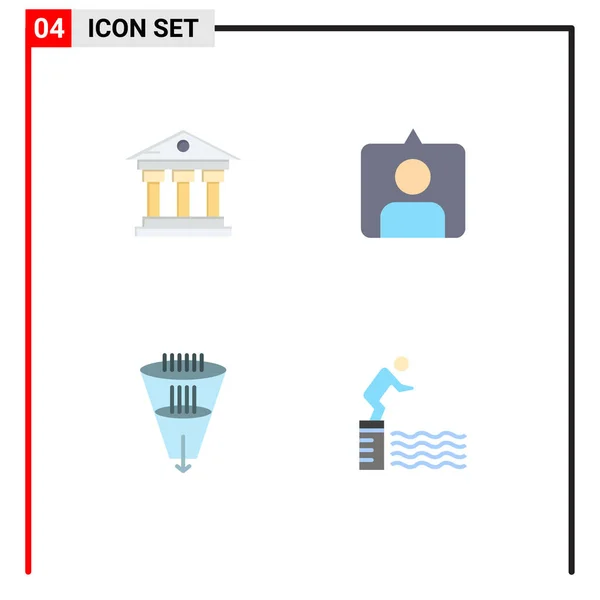 Pack Creative Flat Icons Bank Filtering Service Sets Funnel Editable — Stock Vector