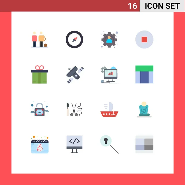 Mobile Interface Flat Color Set Pictograms Broadcasting Shopping Management Ecommerce — 스톡 벡터