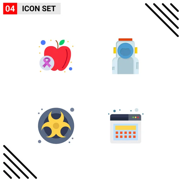 Set Modern Icons Sysymbols Signs Apple Gas Food Spaceman Pollution — Vector de stock