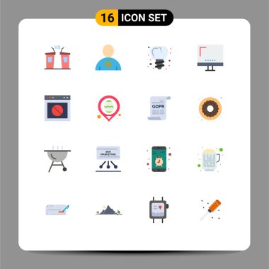 Durdurmak, izlemek, yerleştirmek, imac, aygıtlar için 16 Ticari Düz Renk paketi Yaratıcı Vektör Tasarım Elemanları Paketi