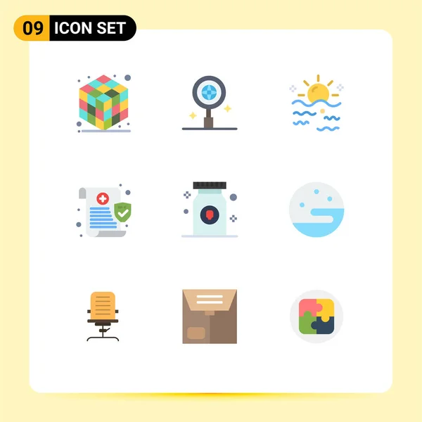 9つのモダンなUiアイコンのセット薬局 セキュリティ データ編集可能なベクトルデザイン要素の記号 — ストックベクタ