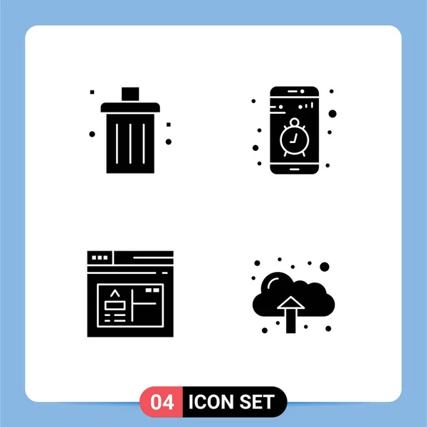 Glyphs Pictograph Bin Stop Garbage Contact Browser Editable Vector Design — 스톡 벡터