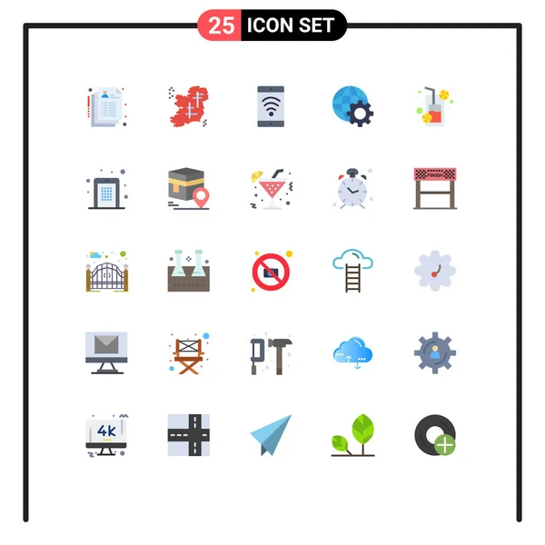 25现代标志及果汁 爱尔兰 互联网 可编辑向量设计元素符号的用户界面平面彩色套件 — 图库矢量图片