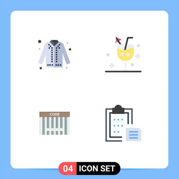 Creative Icons Modern Signs Sysymbols Jacket Glass Shopping Beverage Barcode — Vector de stock