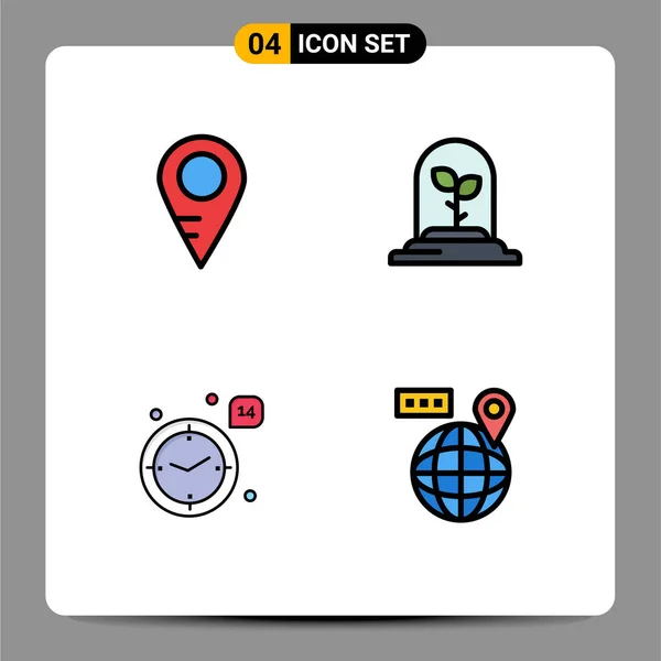 Grupo Universal Símbolos Icono Colores Flat Línea Filledline Modernos Mapa — Vector de stock