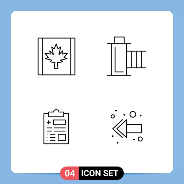 Piktogramm Set Mit Einfachen Filledline Flache Farben Von Kanada Schallplatte — Stockvektor