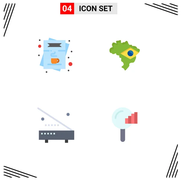 Set Modern Icons Sysymbols Signs Cafe Electric Menu Flag Equipment — Archivo Imágenes Vectoriales