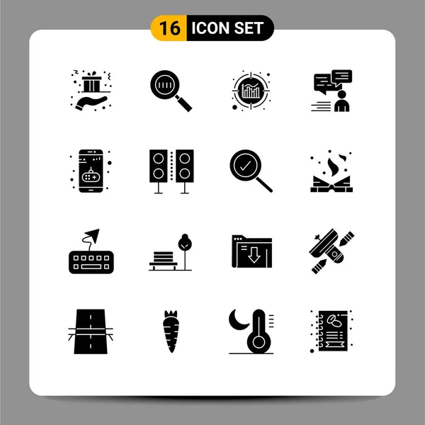 Set Modern Icons Sysymbols Signs App User Magnifying Support Chat — Vector de stock