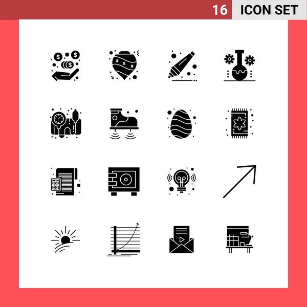 Set Modern Icons Symbols Signs Gauge Technology Lab Back School — Stock Vector