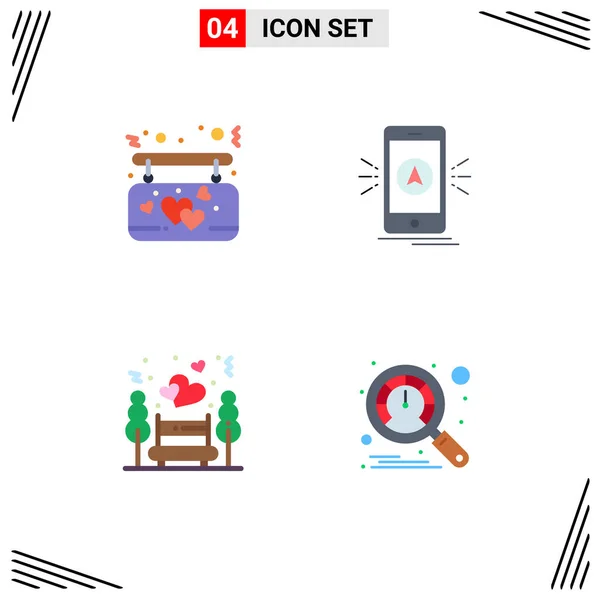 Stock Vector Icon Pack Líneas Símbolos Para Afecto Fecha Noche — Vector de stock