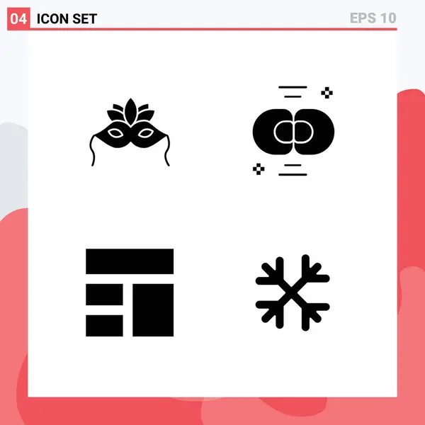 2014 Mobile Interface Solid Glyph Set Pictograms Mask Colorgy Mardigras — 스톡 벡터