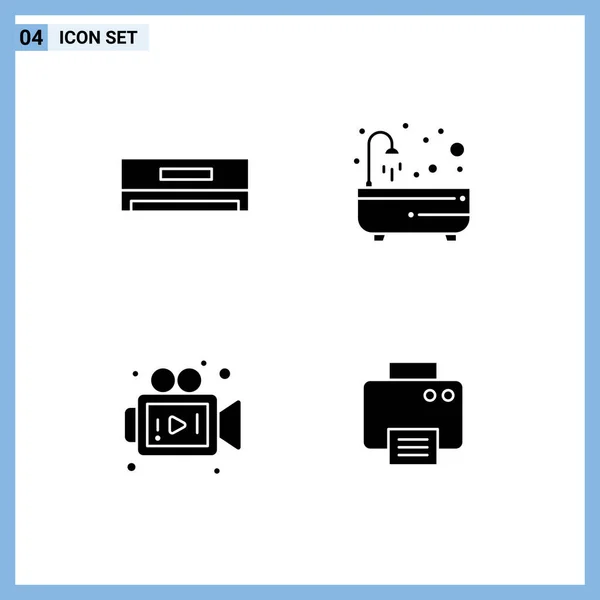 Universal Icon Symbols Group Modern Solid Glyphs Air Conditioner Media — Stock Vector