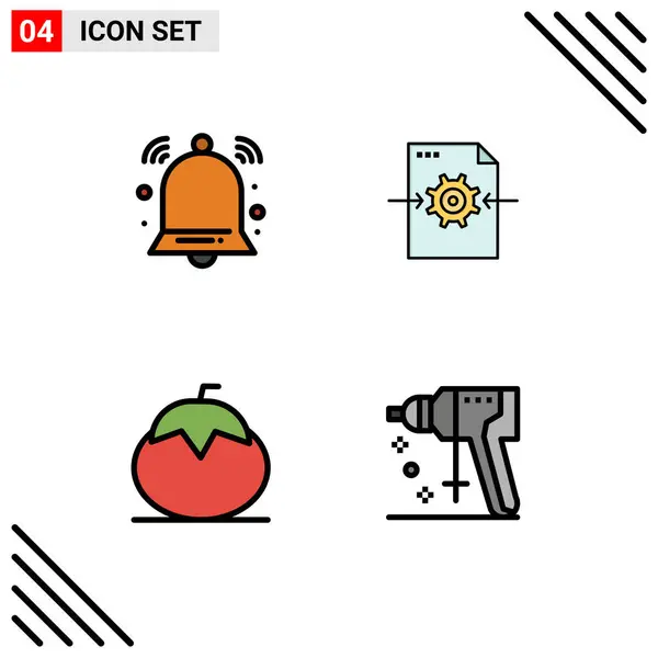 Filledline Flat Color Pack Universal Σύμβολα Συναγερμού Φρούτων Σήματος Ρύθμισης — Διανυσματικό Αρχείο