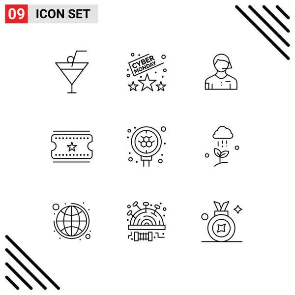 Universal Icon Symbols Group Modern Outlines Science Atom Football Biglietti — Vettoriale Stock