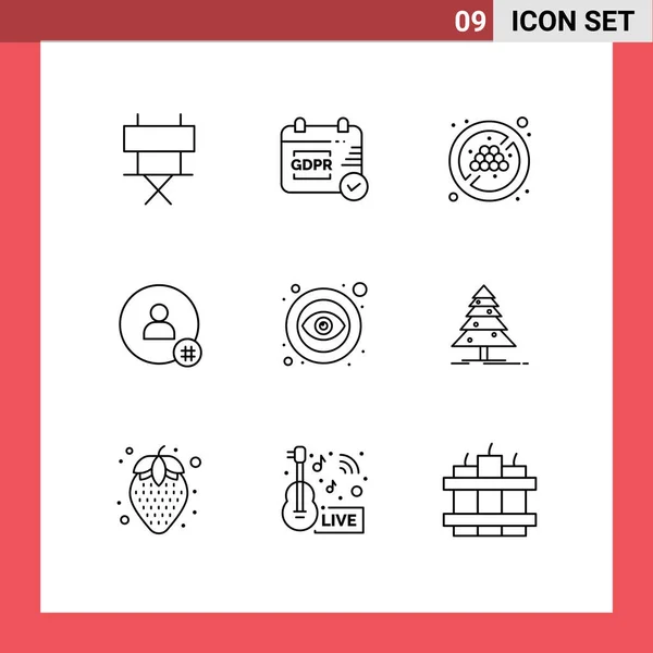 Set Modern Icons Símbolos Sinais Para Público Olho Fruta Nenhuma — Vetor de Stock