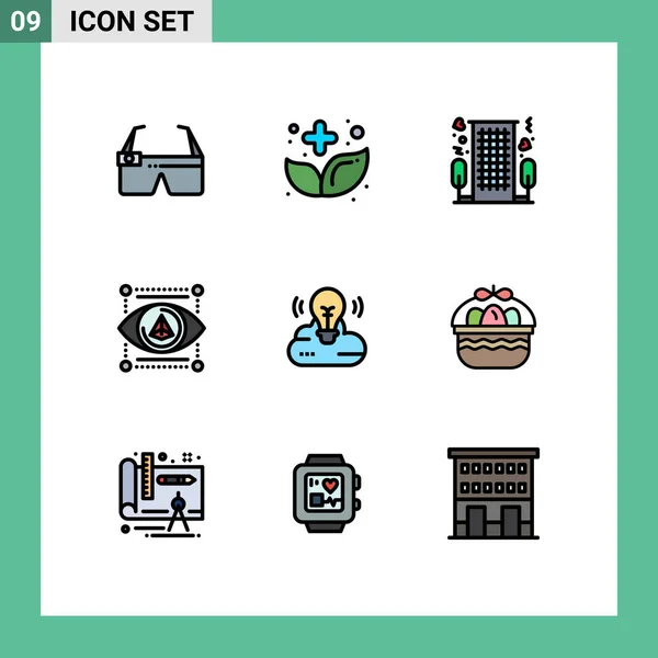 Pictogram Set Simple Filledline Flat Colors Printer Gadget Medicine Eye — 스톡 벡터