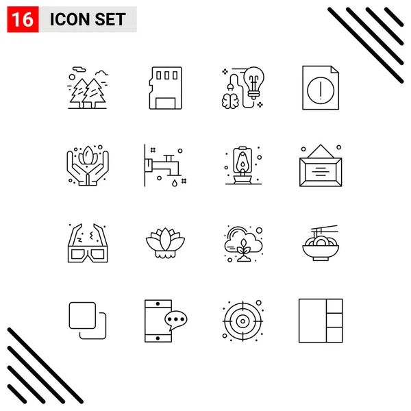 Creative Icons Modern Signs Sysymbols Hand Document Alert Bulb Editable — Vector de stock
