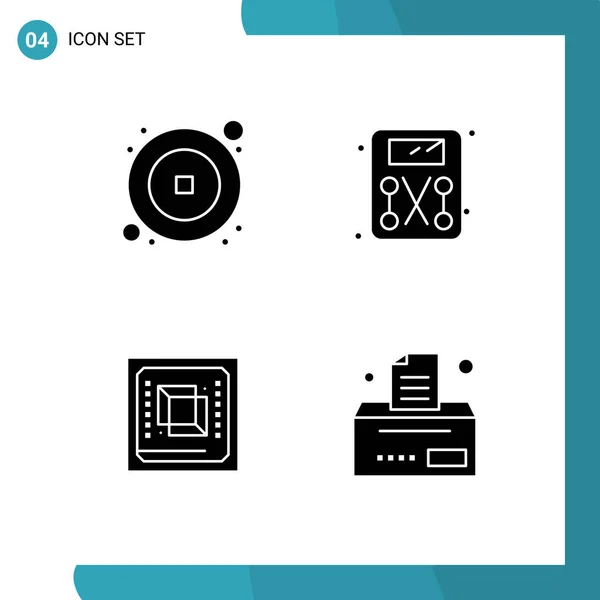 User Interface Pack Basic Solid Glyphs Coin Cpu Year Weighing — Stock Vector