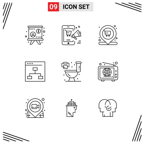 Thematic Vector Outlines Editable Sysymbols Home People Market Group Browser — Vector de stock