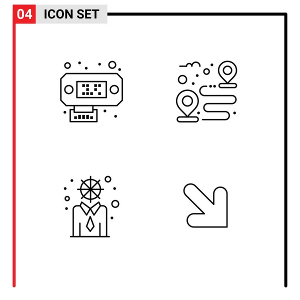 4つのモダンなUiアイコンのセット接続 矢印のための記号編集可能なベクトルデザイン要素 — ストックベクタ