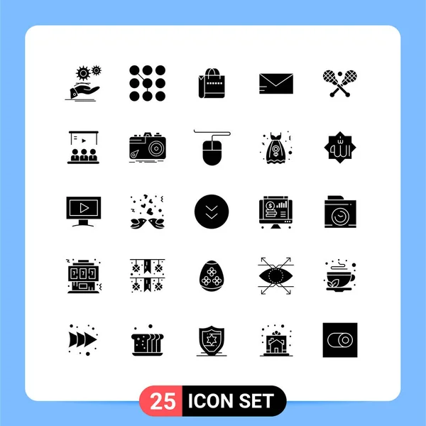 Set Modern Icons Sysymbols Signs Crosse Email Password Mail Shopping — Vector de stock