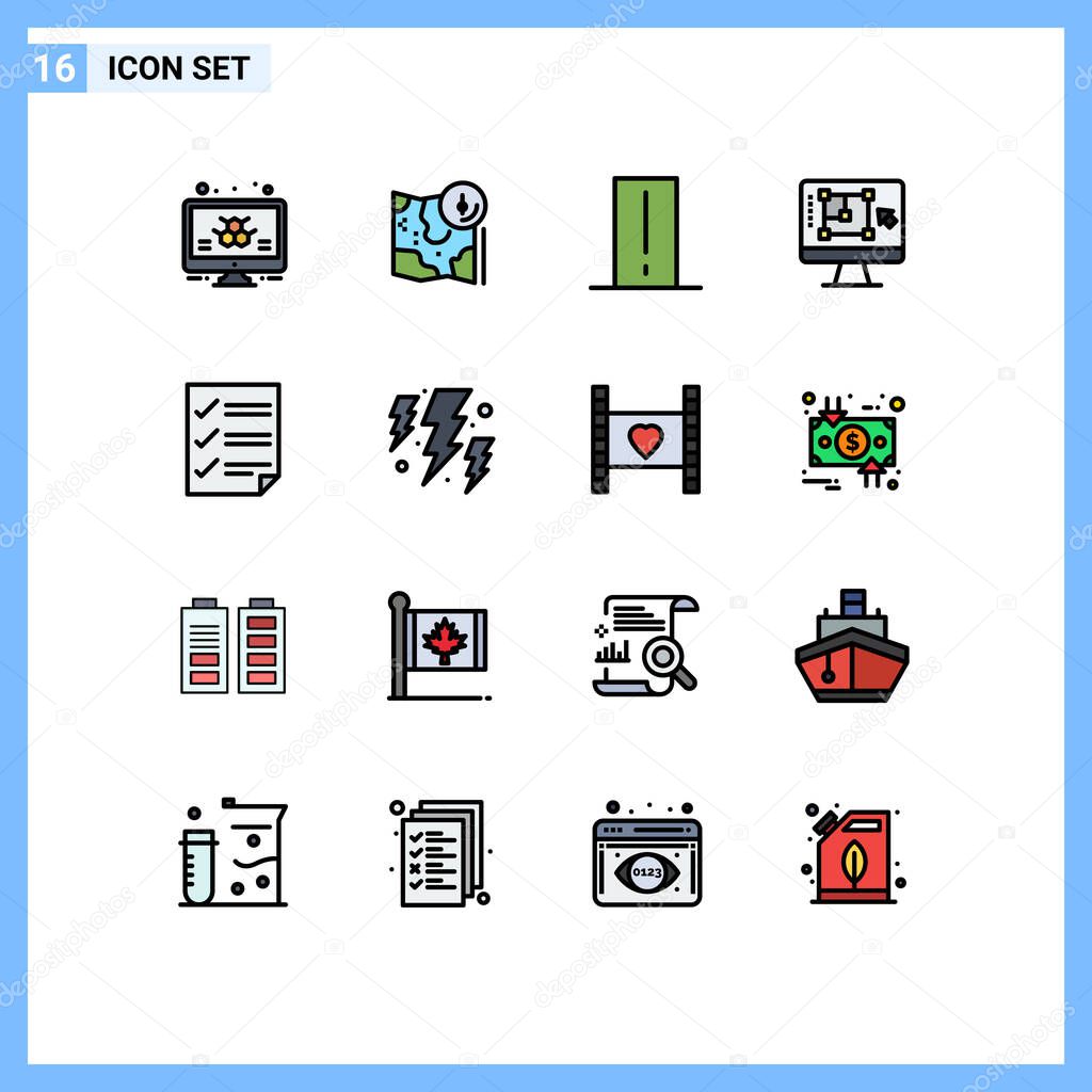 16 Creative Icons Modern Signs and Symbols of enhance, decrease, location, computer, gadget Editable Creative Vector Design Elements