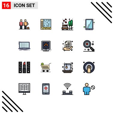 Universal Icon Symbols Group of 16 Modern Flat Color Filled Lines of touchscreen, ipad, computer, tree, bench Editable Creative Vector Design Elements vector Universal Icon Symbols Group of 16 Modern Flat Color Filled Lines of touchscreen, ipad, computer, tree, bench Editable Creative Vector Design Elements vector
