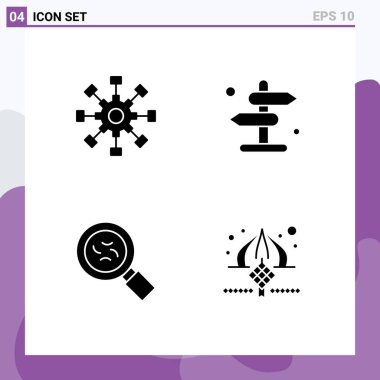 Modern Katı İşletmeler, Bakteriler, Ağ, Yön, Virüs Düzenlenebilir Vektör Tasarım Elemanları Evrensel Simge Sembolleri Grubu